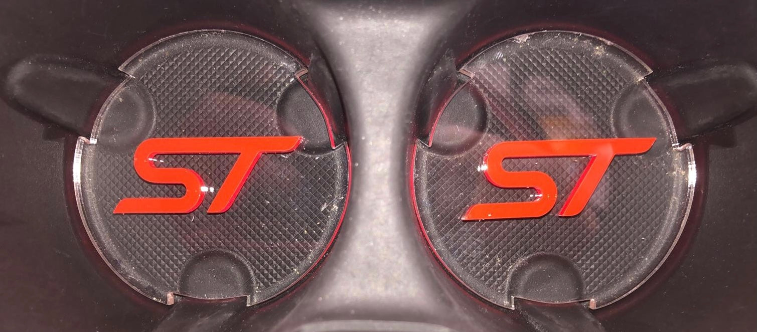 MK3 Focus - Cup Holder Inserts With Logo (for dual circle holder) - Car Enhancements UK